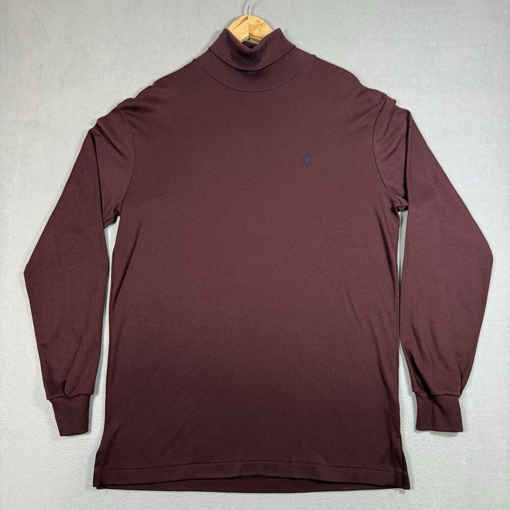 Vintage 90s Polo Ralph Lauren Mens Medium Turtleneck Shirt Made in USA Burgundy